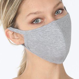 Heather Grey Cotton Face Mask with Filter Pocket